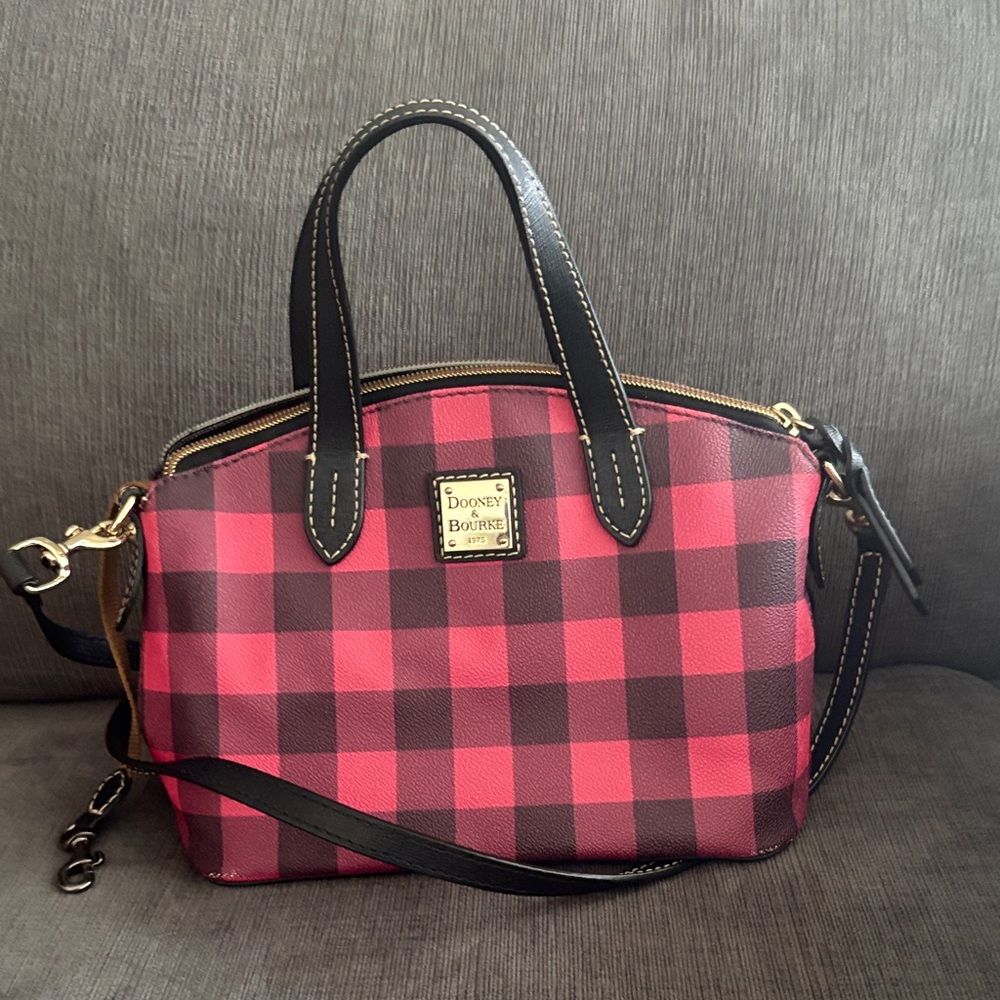 Dooney & Bourke Pink and Black Checkered Satchel